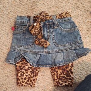 BONGO Denim and Leopard Print Skirt